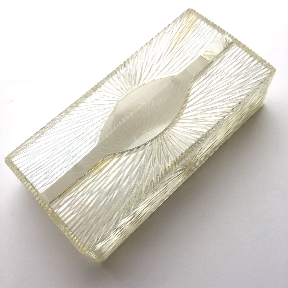 Vintage Celebrity Inc Tissue Box OS Clear Starburst Acrylic MCM Retro Bathroom